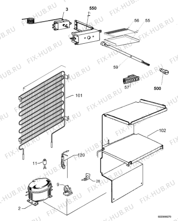 Взрыв-схема холодильника Zanussi Electrolux ZUT113W - Схема узла Cooling system 017