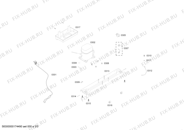 Взрыв-схема холодильника Coldex RDS42AW011 REF COLDEX COOLSTYLE 390A BL 220V/60HZ - Схема узла 03