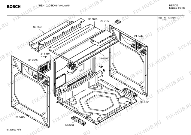 Взрыв-схема плиты (духовки) Bosch HEN102DSK - Схема узла 05