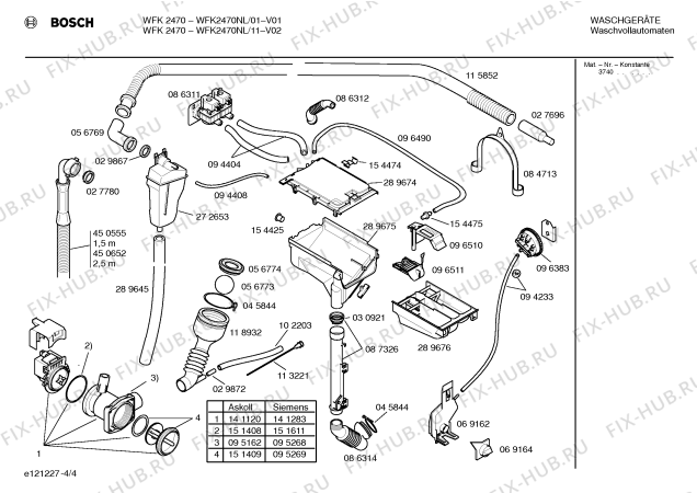 Схема №1 WFK2470NL WFK2470 с изображением Ручка для стиральной машины Bosch 00261982
