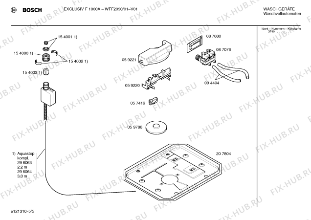 Взрыв-схема стиральной машины Bosch WFF2090 EXCLUSIV F 1000 A - Схема узла 05