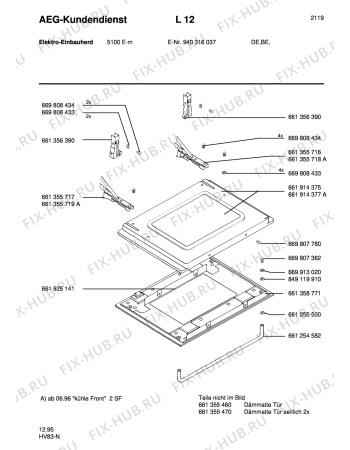 Взрыв-схема плиты (духовки) Aeg 5100E-M - Схема узла Section2