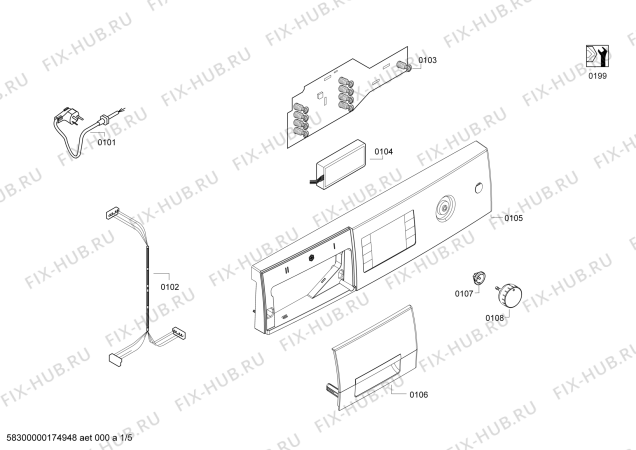 Схема №1 WVH28540 с изображением Панель управления для стиралки Bosch 00704170