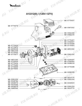 Взрыв-схема мясорубки Moulinex A13312(0) - Схема узла RP000963.9P2