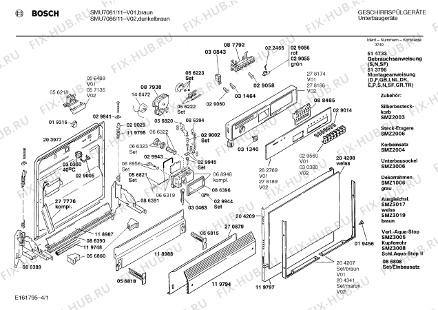Схема №2 SMU7081 с изображением Панель для посудомойки Bosch 00282769
