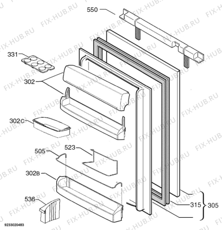 Взрыв-схема холодильника Aeg Electrolux SU86000-6I - Схема узла Door 003