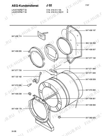 Взрыв-схема стиральной машины Aeg LTHTT50 - Схема узла Drum