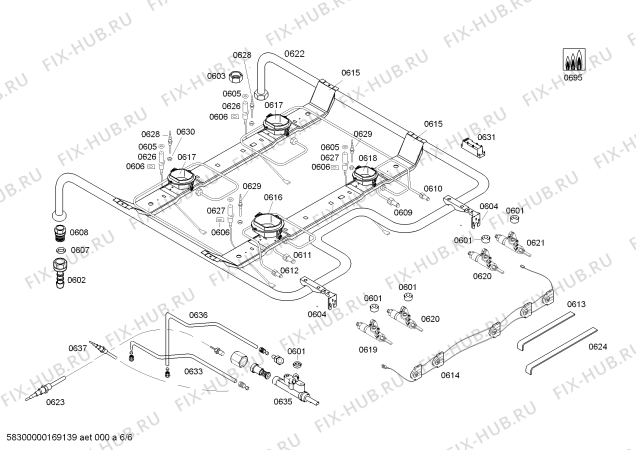 Взрыв-схема плиты (духовки) Bosch HGG223326Z - Схема узла 06