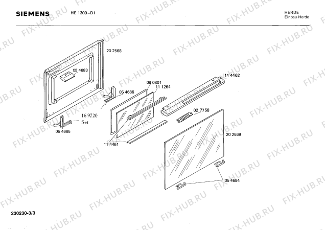 Схема №1 HE1300 с изображением Инструкция по эксплуатации для плиты (духовки) Siemens 00512854