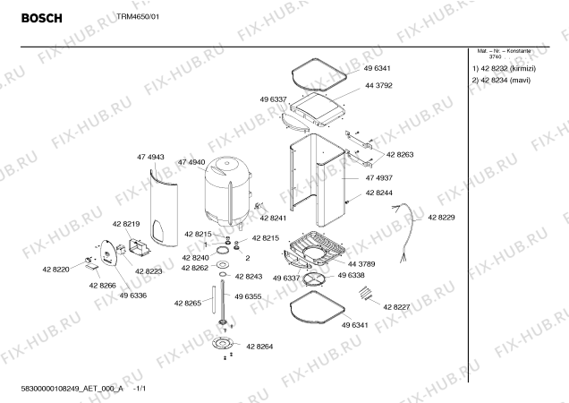 Схема №1 TRM4500 Profilo с изображением Электрический предохранитель для водонагревателя Bosch 00428503