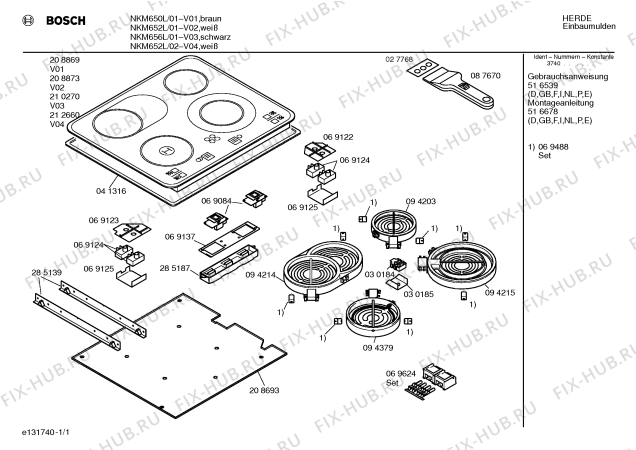 Схема №1 NKM652L с изображением Стеклокерамика для плиты (духовки) Bosch 00208873