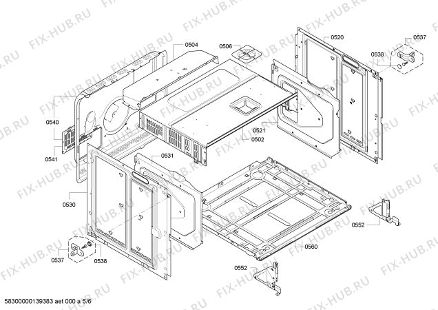 Взрыв-схема плиты (духовки) Siemens HB75AA260F - Схема узла 05