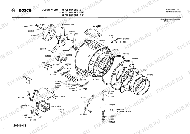 Взрыв-схема стиральной машины Bosch 0722044558 V660 - Схема узла 03