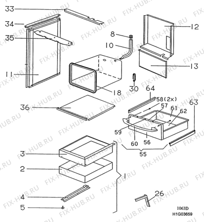 Взрыв-схема комплектующей Electrolux EK5246 - Схема узла H10 Chassis