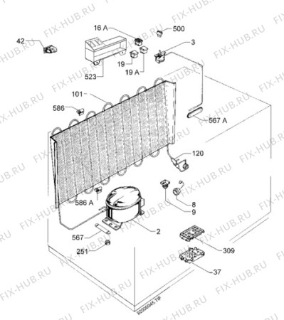 Взрыв-схема холодильника Electrolux EC6800N - Схема узла Cooling system 017