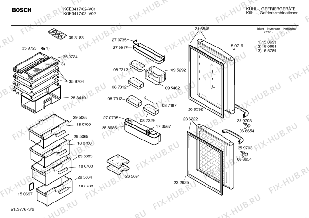 Схема №2 KGE3302 с изображением Дверь для холодильной камеры Bosch 00216546