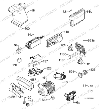 Взрыв-схема посудомоечной машины Juno Electrolux JSL86552 - Схема узла Electrical equipment 268