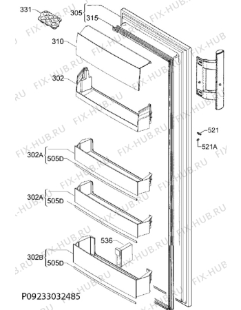 Взрыв-схема холодильника Rex Electrolux RRF2400FOW - Схема узла Door 003