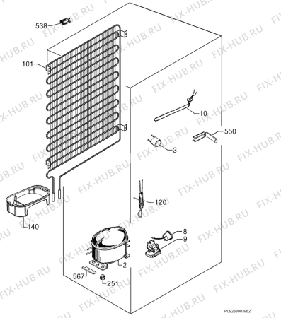 Взрыв-схема холодильника Electrolux ER8760B - Схема узла Cooling system 017