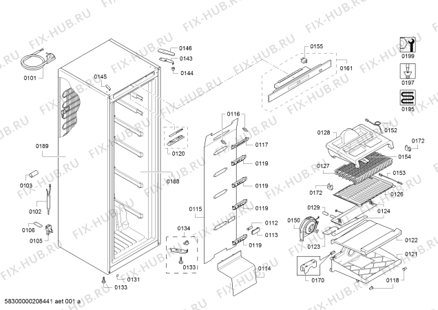 Схема №1 GS36DBI2V, Siemens с изображением Ручка двери для холодильника Siemens 11025173