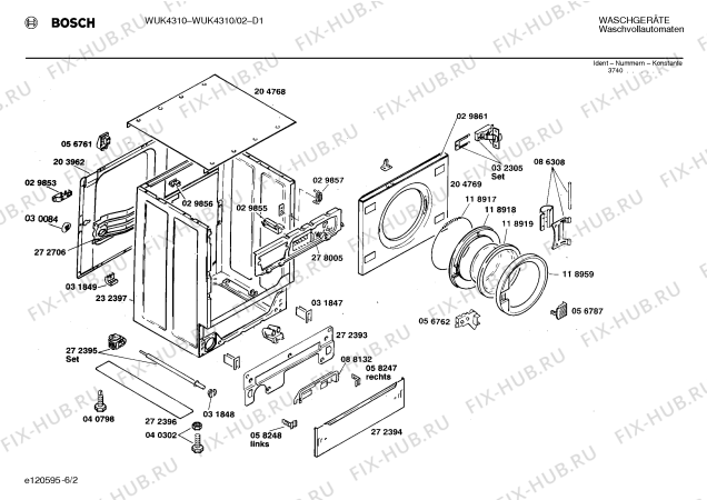 Взрыв-схема стиральной машины Bosch WUK4310 - Схема узла 02