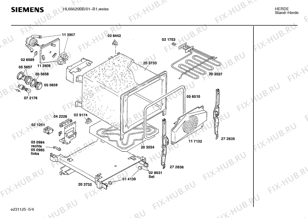 Взрыв-схема плиты (духовки) Siemens HL66620BB - Схема узла 04