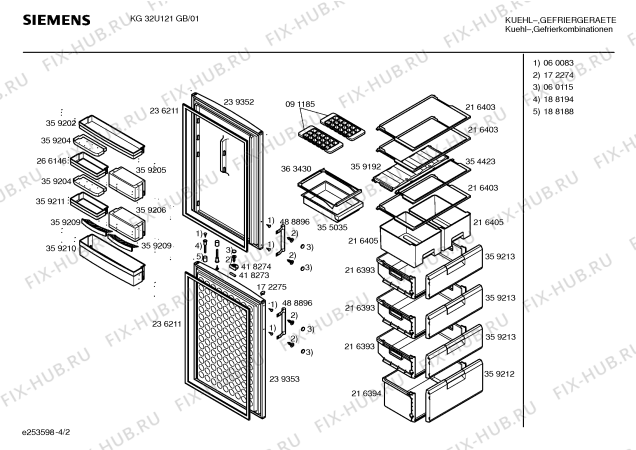 Взрыв-схема холодильника Siemens KG32U121GB - Схема узла 02