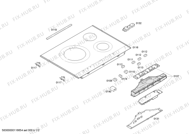 Схема №1 3ET738P с изображением Стеклокерамика для плиты (духовки) Bosch 00476697