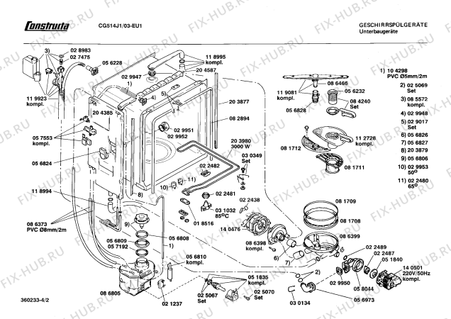 Взрыв-схема посудомоечной машины Constructa CG514J1 - Схема узла 02