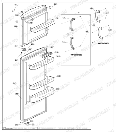 Взрыв-схема холодильника Beko BEKO DNE 33080 S (7208748783) - B900/DOOR ACCESSORIES