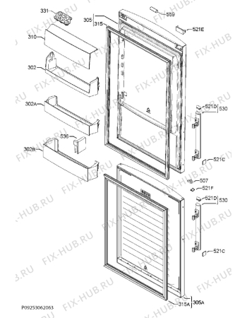 Взрыв-схема холодильника Electrolux EN3455MOW - Схема узла Door 003