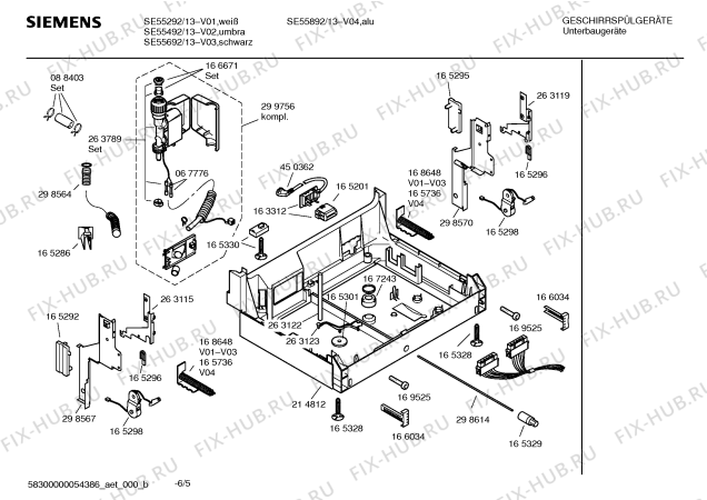 Взрыв-схема посудомоечной машины Siemens SE55892 - Схема узла 05