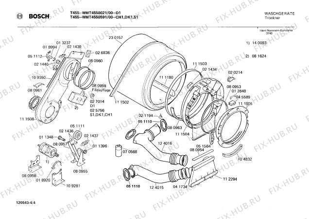 Схема №2 WMT4550021 T455 с изображением Панель для сушильной машины Bosch 00117148