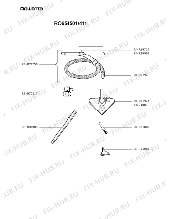 Схема №1 RO654501/411 с изображением Запчасть для мини-пылесоса Rowenta RS-RT3092_3D1