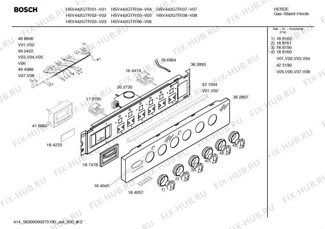 Схема №3 HSV412CTR, FIRIN с изображением Крышка для плиты (духовки) Bosch 00239181
