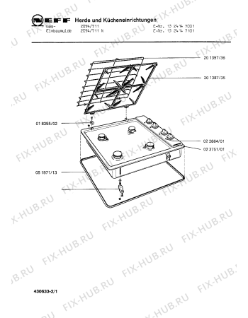 Схема №2 1324146101 2094/611N с изображением Крышка для плиты (духовки) Bosch 00052110