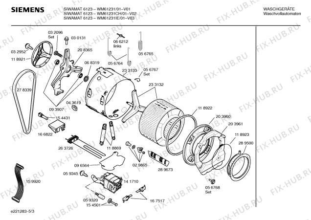 Схема №3 WM61401TR SIWAMAT 6140 с изображением Таблица программ для стиралки Siemens 00521178
