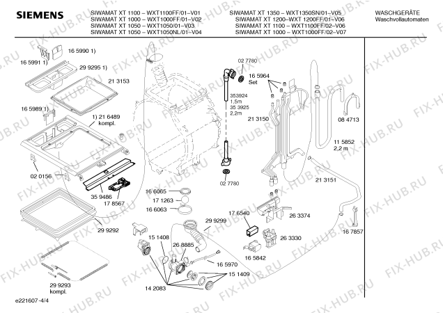 Взрыв-схема стиральной машины Siemens WXT1350SN SIWAMAT XT1350 - Схема узла 04