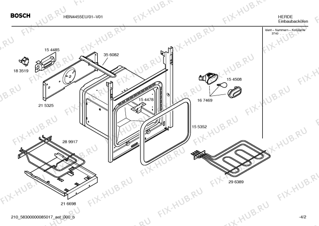 Взрыв-схема плиты (духовки) Bosch HBN4455EU - Схема узла 02