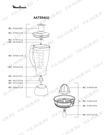 Взрыв-схема кухонного комбайна Moulinex AAT5S4(U) - Схема узла LP002806.5P3