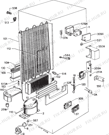 Взрыв-схема холодильника Privileg 0199265 - Схема узла Cooling system 017