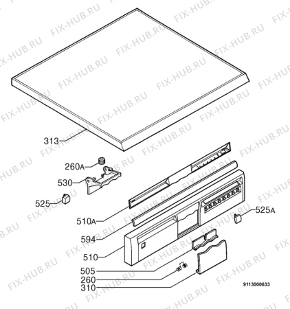 Взрыв-схема посудомоечной машины Zanussi DES959 - Схема узла Command panel 037