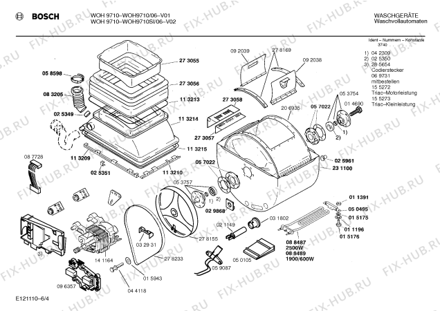 Схема №2 WOH9710 с изображением Инструкция по эксплуатации для стиральной машины Bosch 00517223