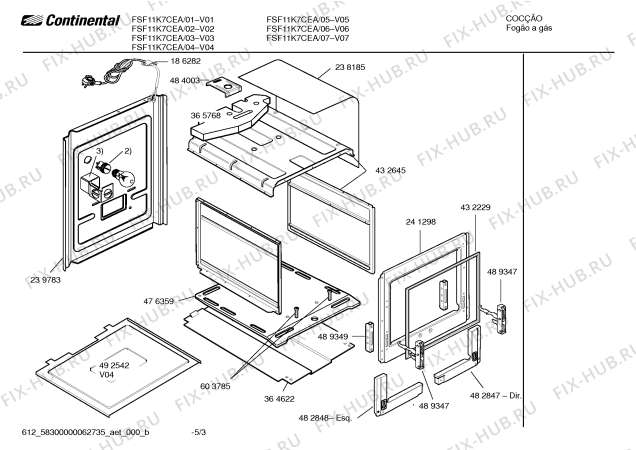 Схема №2 FSF12K04ED SPAZIO I с изображением Дверь для плиты (духовки) Bosch 00239653