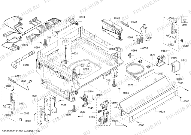 Взрыв-схема посудомоечной машины Bosch SHX5AVB5UC SilencePlus 46dBA - Схема узла 05