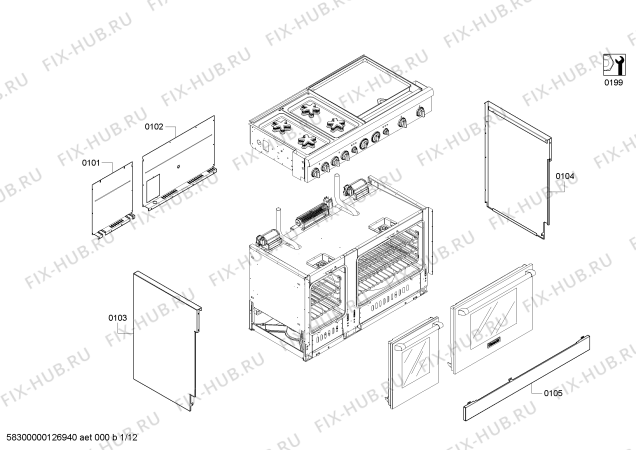 Схема №4 PRD484EEHC с изображением Панель для плиты (духовки) Bosch 00246122