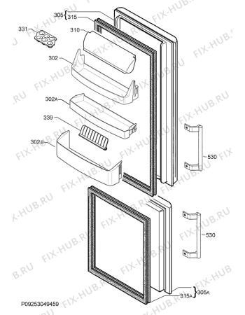 Взрыв-схема холодильника Rex Electrolux RNA34633W - Схема узла Door 003