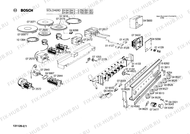 Схема №1 0750091002 EH64SM2 с изображением Переключатель для электропечи Bosch 00049528