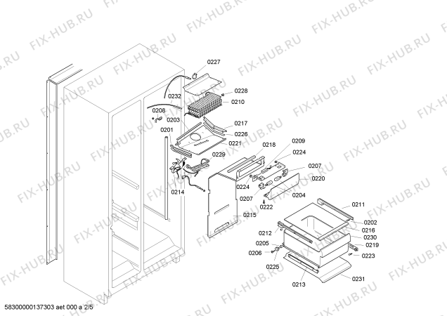 Взрыв-схема холодильника Gaggenau RX492290 - Схема узла 02