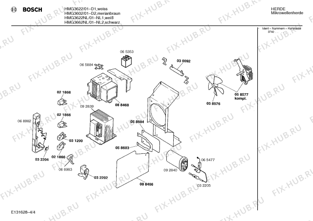 Взрыв-схема микроволновой печи Bosch HMG3662NL - Схема узла 04